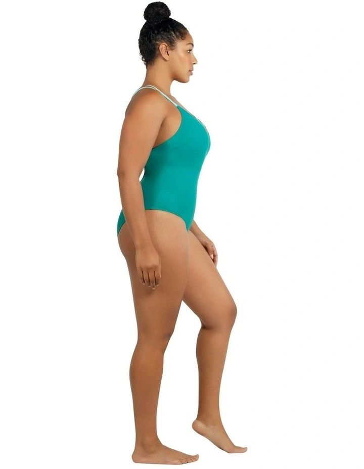 Lauren Wirefree Low Back One Piece Swimsuit in Dark Mint image 2