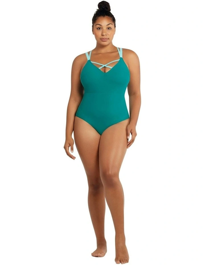 Lauren Wirefree Low Back One Piece Swimsuit in Dark Mint image 4