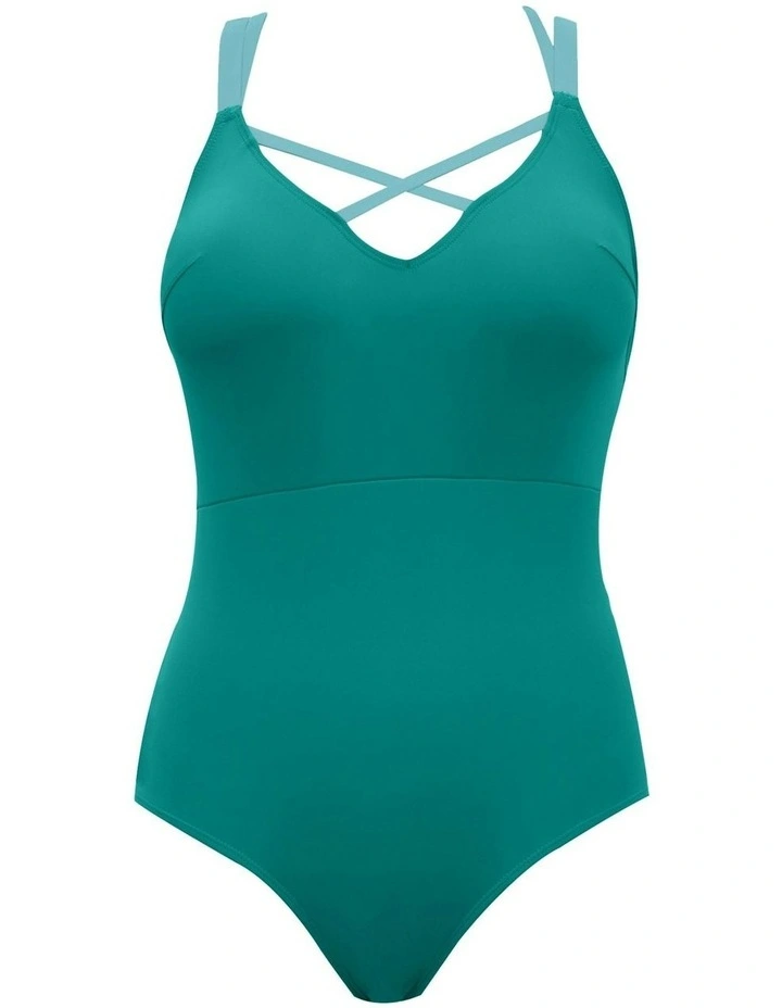 Lauren Wirefree Low Back One Piece Swimsuit in Dark Mint image 5