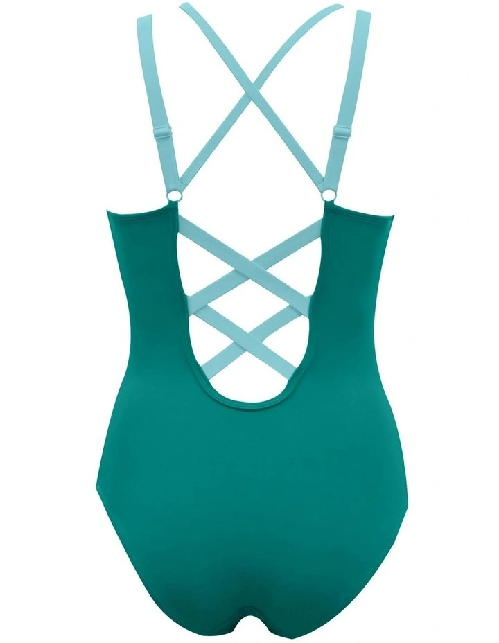 Lauren Wirefree Low Back One Piece Swimsuit in Dark Mint image 6