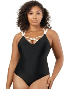Lauren Wirefree Low Back One Piece Swimsuit in Black/White