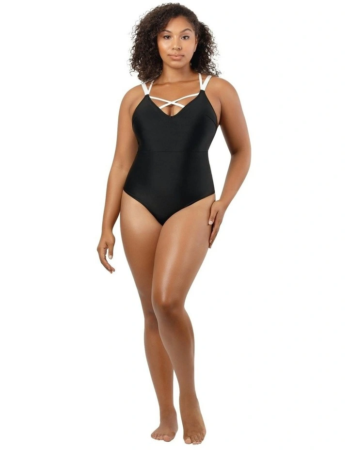 Lauren Wirefree Low Back One Piece Swimsuit in Black/White image 3