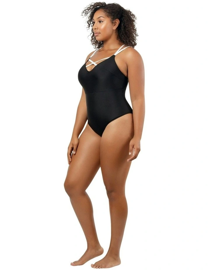 Lauren Wirefree Low Back One Piece Swimsuit in Black/White image 4