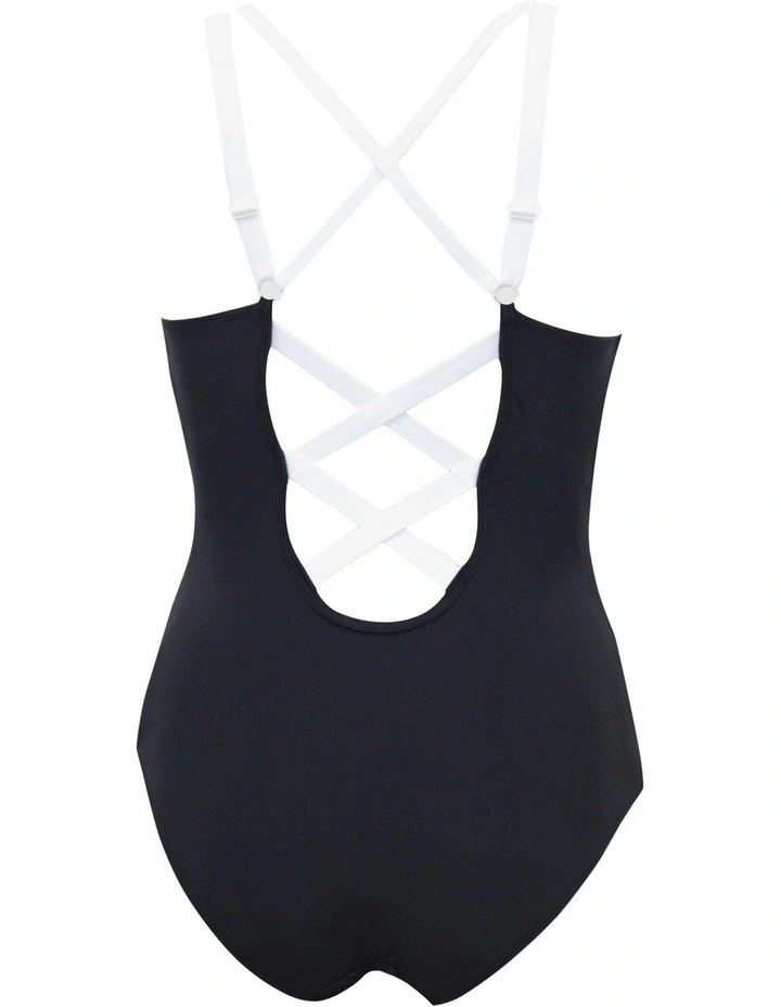 Lauren Wirefree Low Back One Piece Swimsuit in Black/White image 6