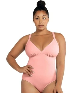 Vivien Full Bust V Neck Plunge Swimsuit in Pink Blush