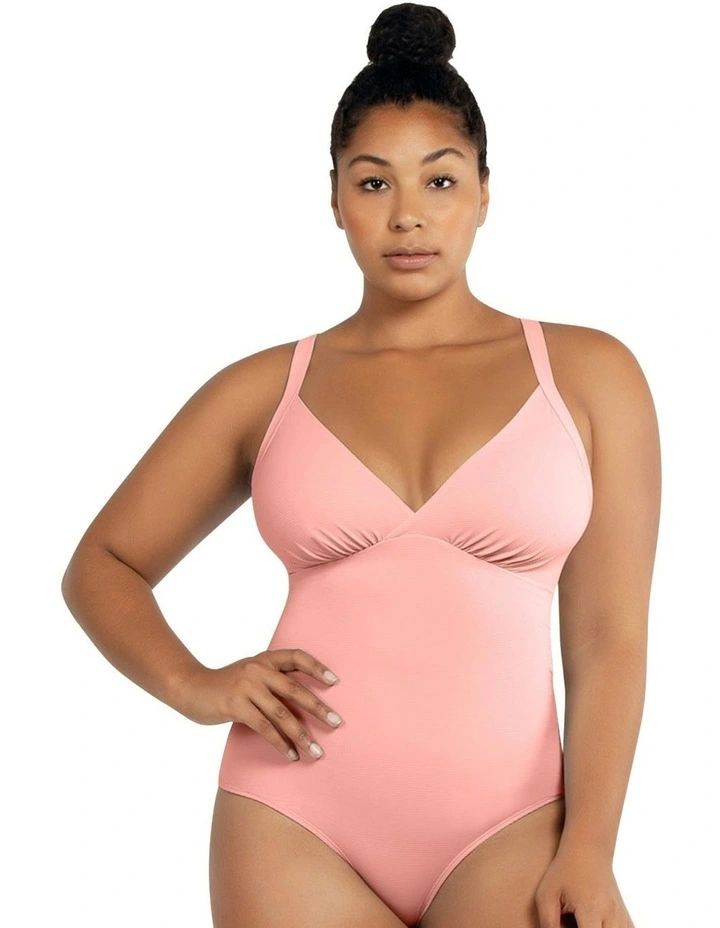 Vivien Full Bust V Neck Plunge Swimsuit in Pink Blush image 1