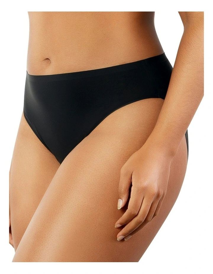 Bonded High Cut Seamless High Waist Brief in Black image 3