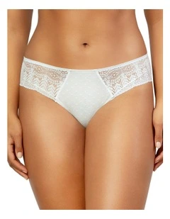Mia Sheer Mesh & Lace Hipster Brief in Pearl White
