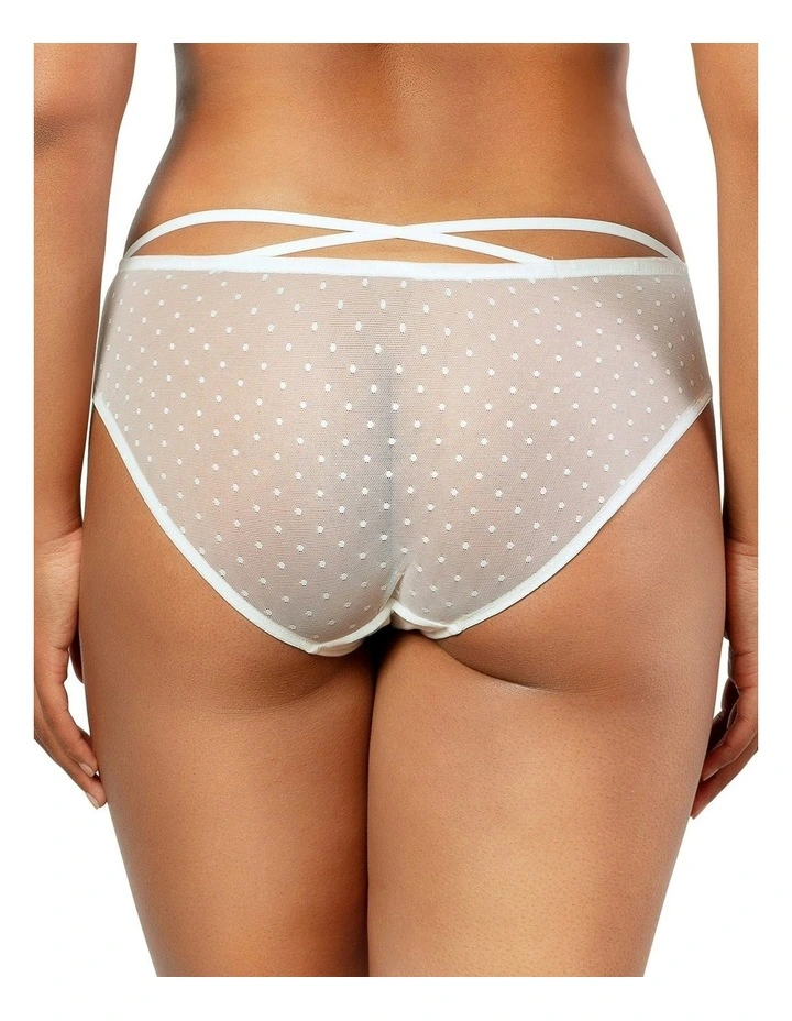 Mia Sheer Mesh & Lace Hipster Brief in Pearl White image 5