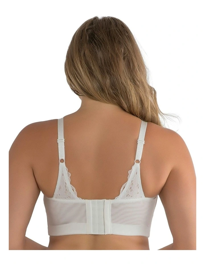 Mia Daisy Wirefree Padded Longline Lace Bralette in Pearl White image 2