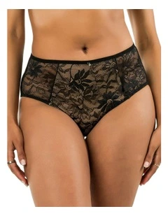 Luxlacy Smoothing High-Waist Lace Brief in Black