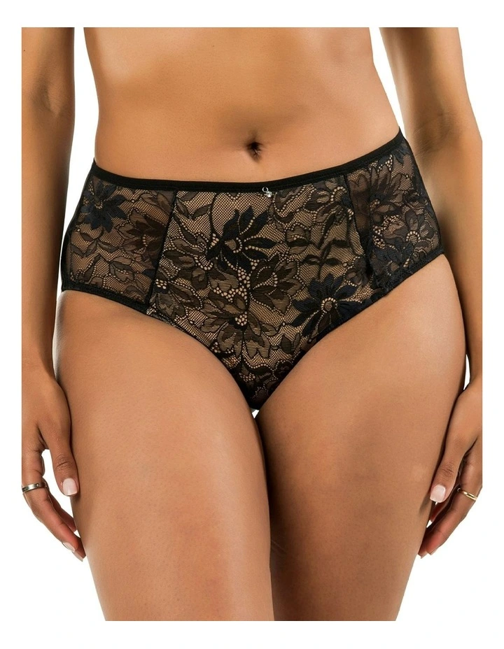 Luxlacy Smoothing High-Waist Lace Brief in Black image 1