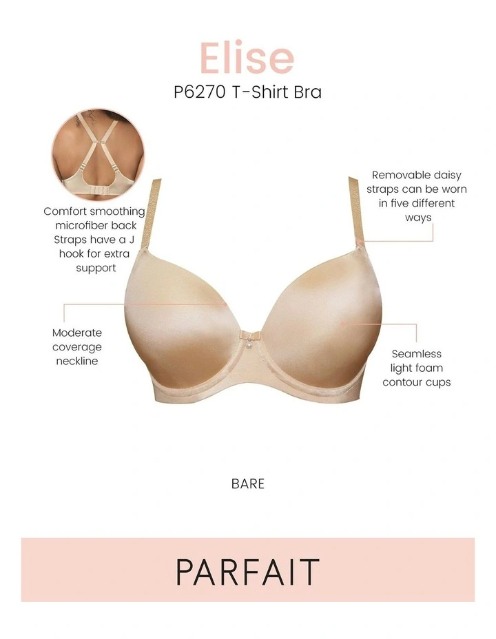 Elise Convertible Wired Seamless Moulded T-shirt Bra in Bare image 5