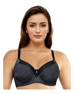 Adele Unlined Wired Full Cup Bra in Black Stripe