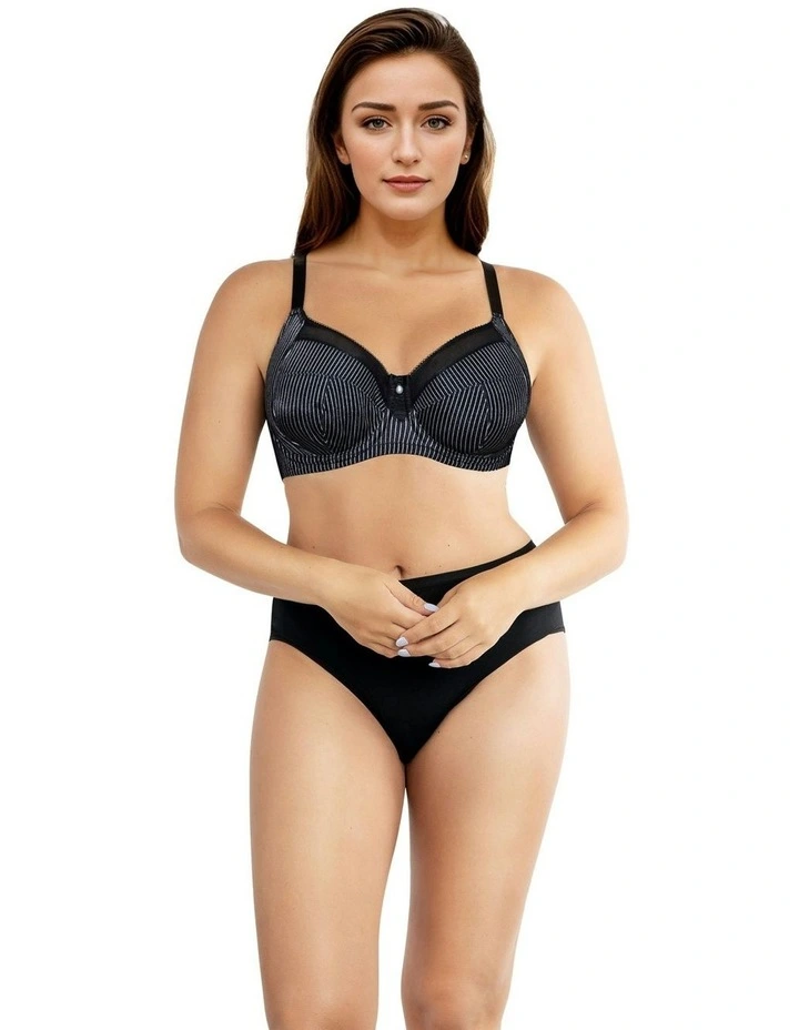 Adele Unlined Wired Full Cup Bra in Black Stripe image 4