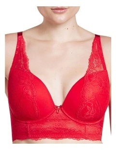 Sandrine Underwired Longline Plunge Bra in Racing Red