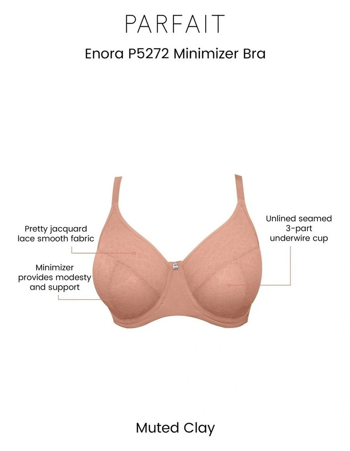Enora Underwired Minimiser Bra in Muted Clay image 6