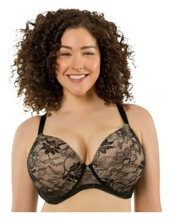 Luxlacy Moulded Wired Lace T-Shirt Bra in Black