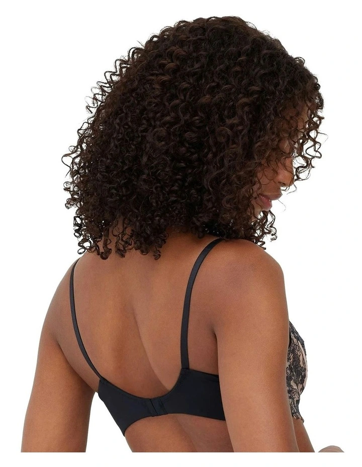 Entice Wired Sheer Lace Balconette Bra in Black/Nylon image 2