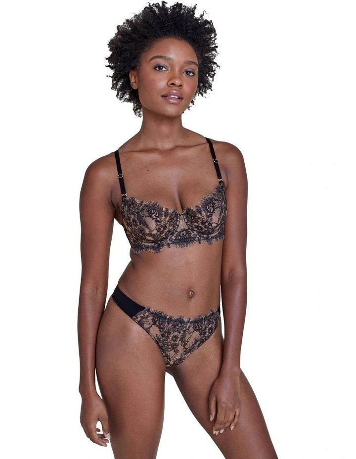 Entice Wired Sheer Lace Balconette Bra in Black/Nylon image 3