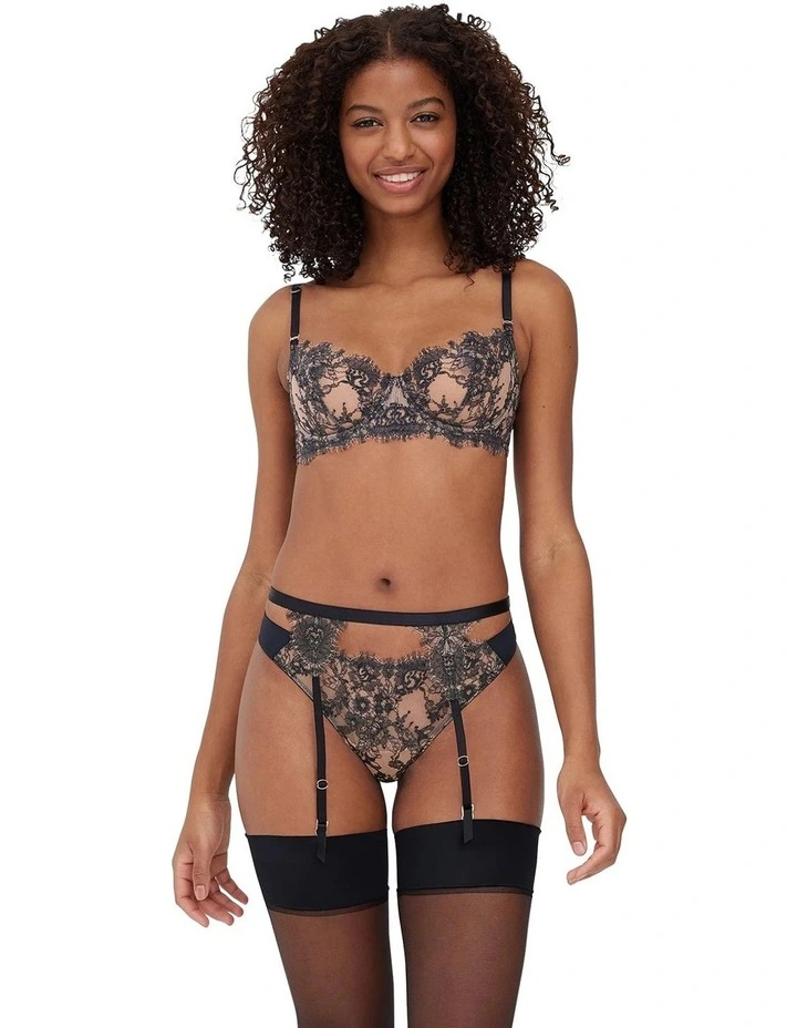 Entice Wired Sheer Lace Balconette Bra in Black/Nylon image 5