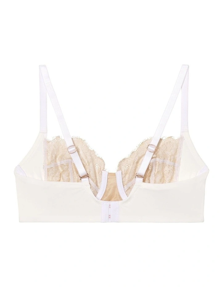 Entice Wired Sheer Lace Balconette Bra in White/Nylon image 5