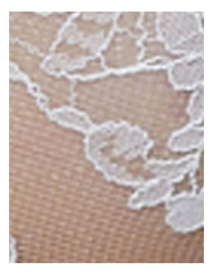 Entice Wired Sheer Lace Balconette Bra in White/Nylon image 7