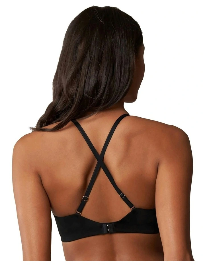 Breathless Wired Plunge Push Up T-shirt Bra in Black image 2