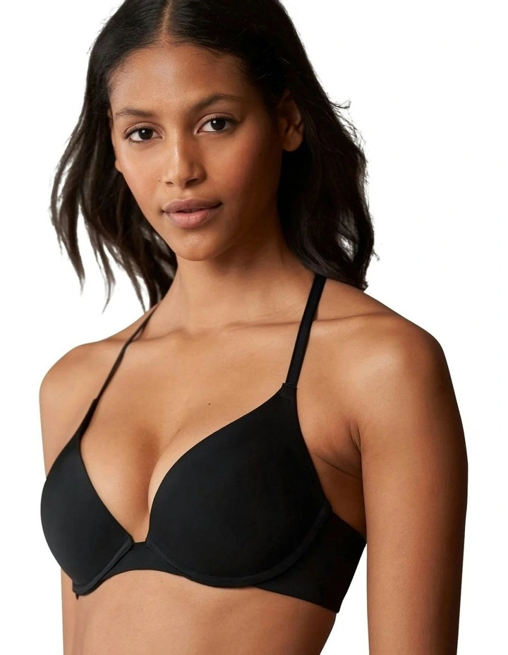 Breathless Wired Plunge Push Up T-shirt Bra in Black image 4