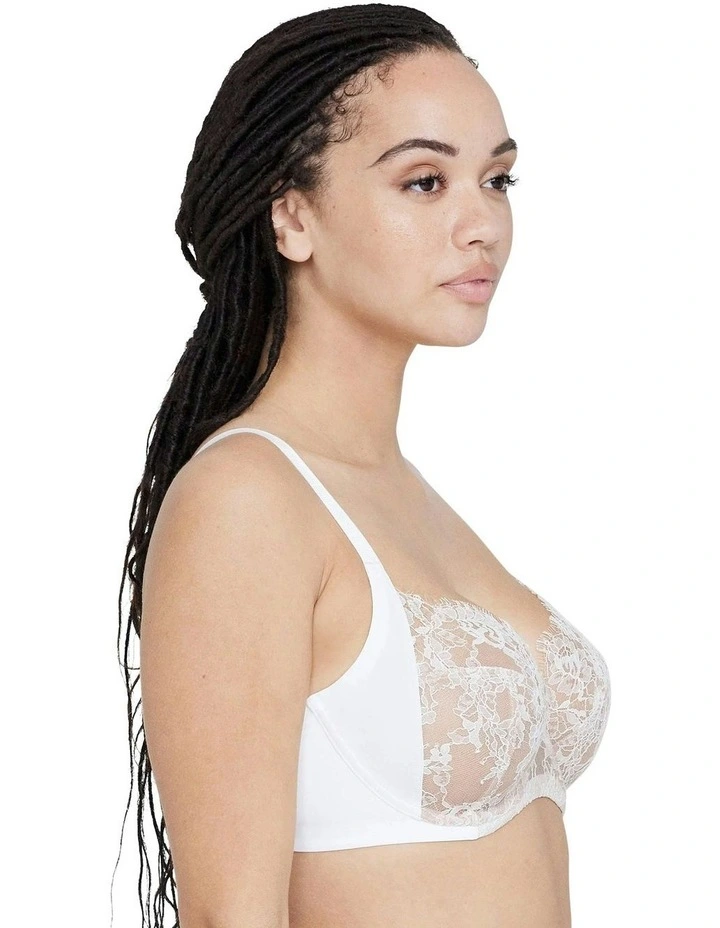Entice Fuller Bust Sheer Lace Bra with Side Support in White/Nylon image 3