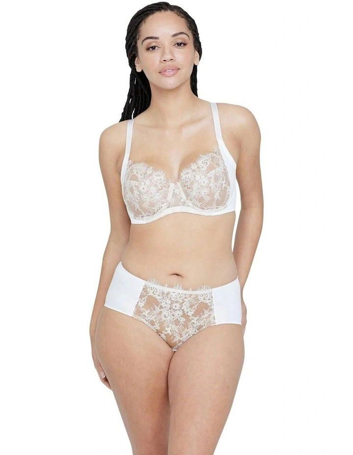 Entice Fuller Bust Sheer Lace Bra with Side Support in White/Nylon image 5