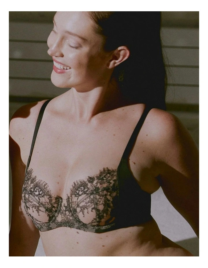 Entice Fuller Bust Sheer Lace Bra with Side Support in Black/Nylon image 3
