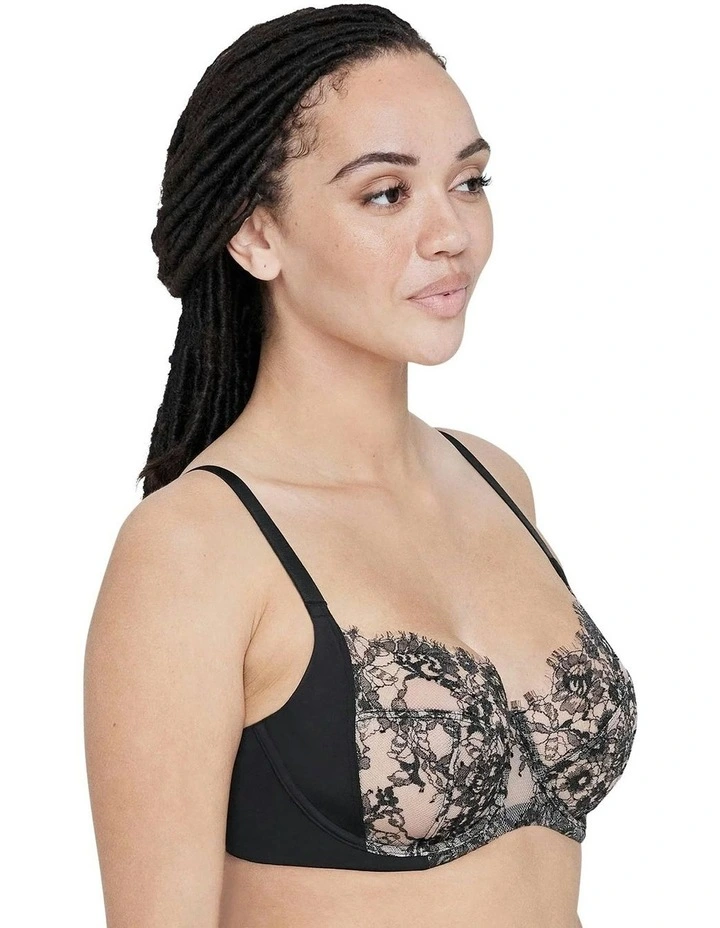 Entice Fuller Bust Sheer Lace Bra with Side Support in Black/Nylon image 4