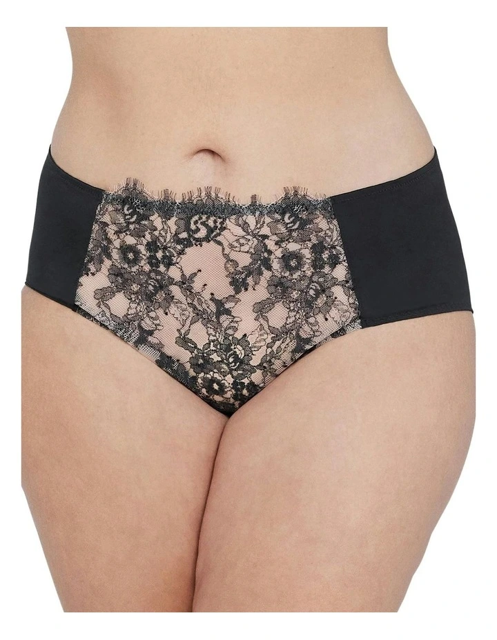 Entice Medium Rise Lace Front Brief in Black/Nylon image 1