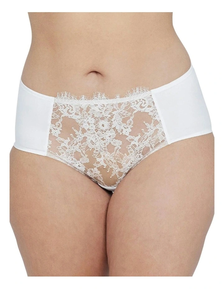 Entice Medium Rise Lace Front Brief in White/Nylon image 1