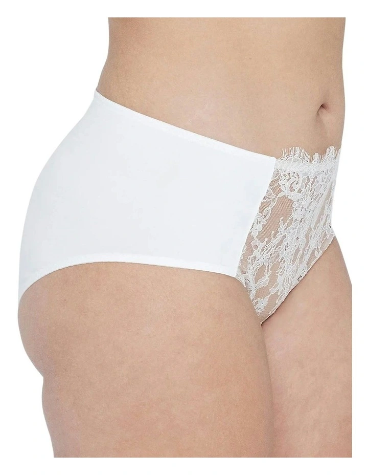 Entice Medium Rise Lace Front Brief in White/Nylon image 3