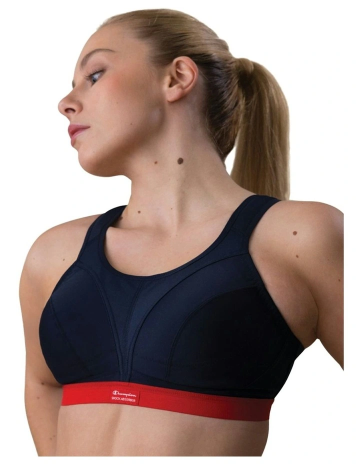 Classic Support Sports Bra in Navy/Red image 1