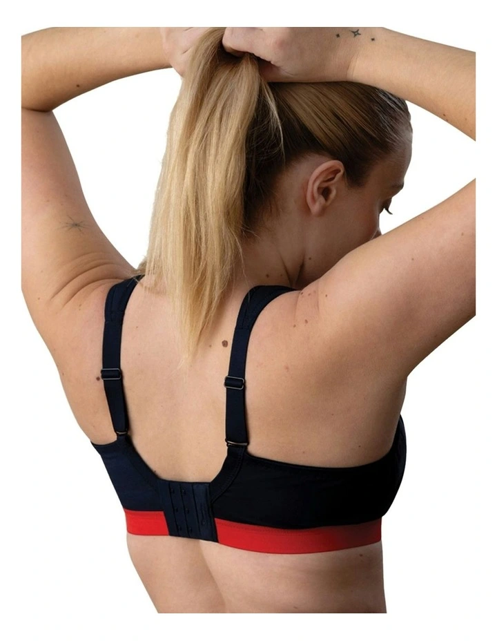 Classic Support Sports Bra in Navy/Red image 2