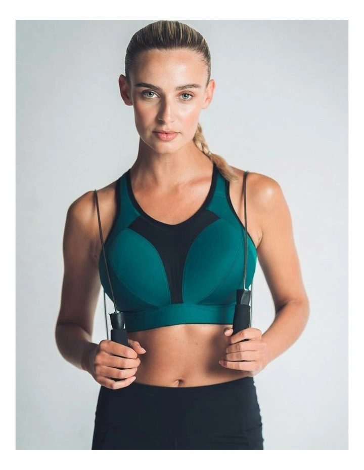 Aerocool Wirefree Full Bust High Impact Sports Bra in Emerald Green image 4
