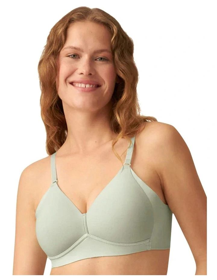 Side Smoothing Soft Cup Wireless Padded Bra in Green image 1