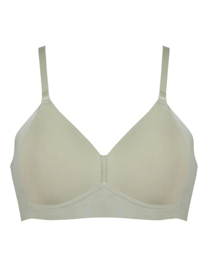 Side Smoothing Soft Cup Wireless Padded Bra in Green image 6