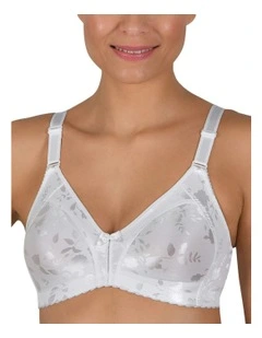 Satin Wide Strap Wireless Minimiser Bra in White