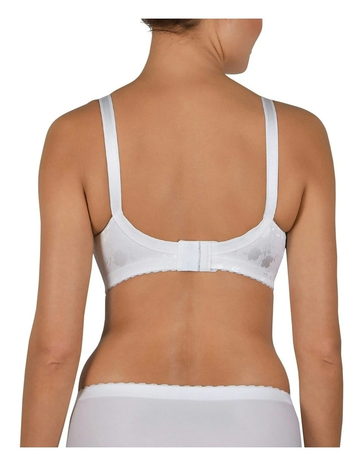Satin Wide Strap Wireless Minimiser Bra in White image 2