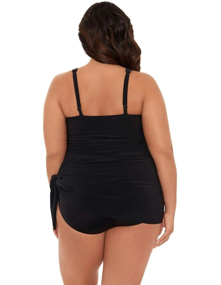 Celine V Neck Short Plus Size Swimdress in Black image 2