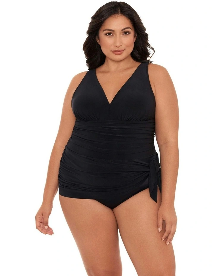 Celine V Neck Short Plus Size Swimdress in Black image 3