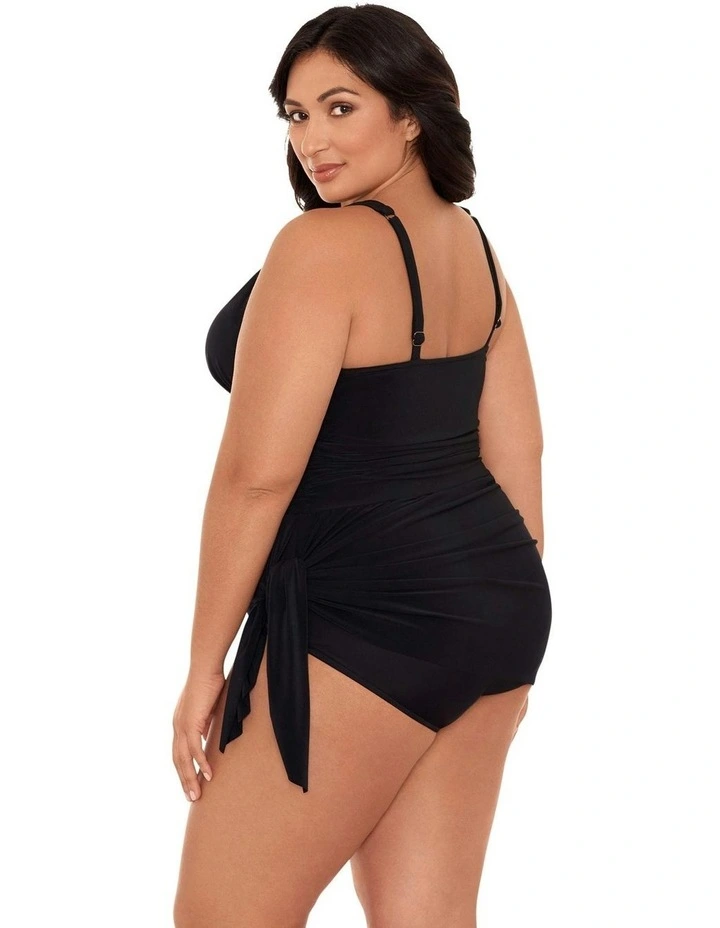 Celine V Neck Short Plus Size Swimdress in Black image 4