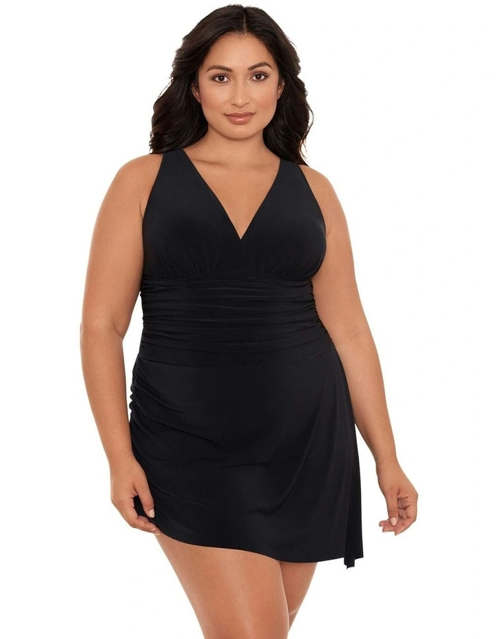 Celine V Neck Short Plus Size Swimdress in Black image 7