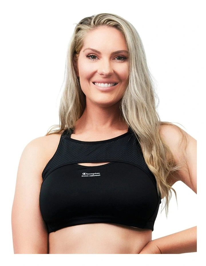 High Impact Active Crop Top Sports Bra in Black image 1