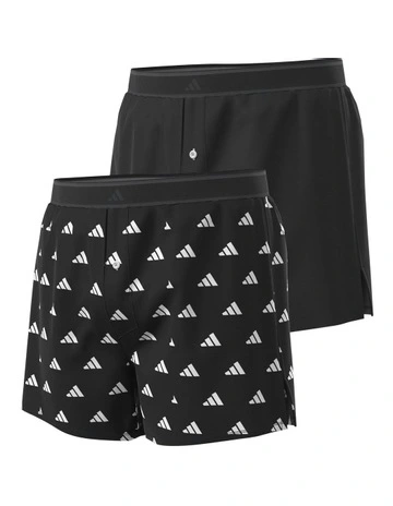 Active Woven Cotton Boxer Underwear 2 Pack in Black