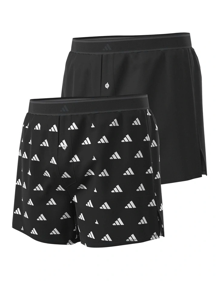 Active Woven Cotton Boxer Underwear 2 Pack in Black image 1